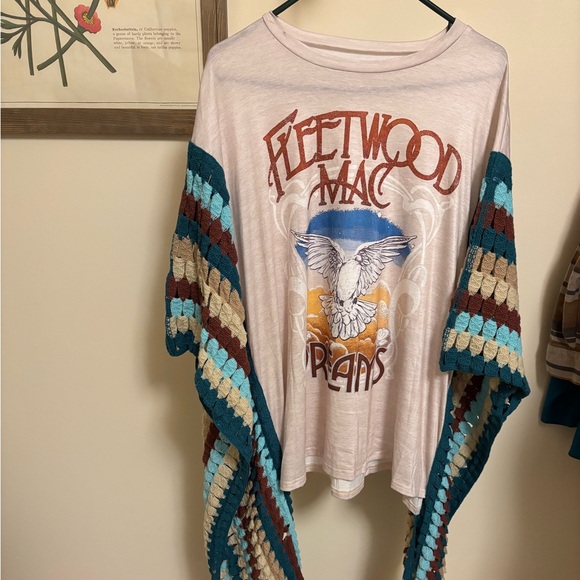 Tops - Fleetwood Mac Graphic Tee with Crochet Cardigan